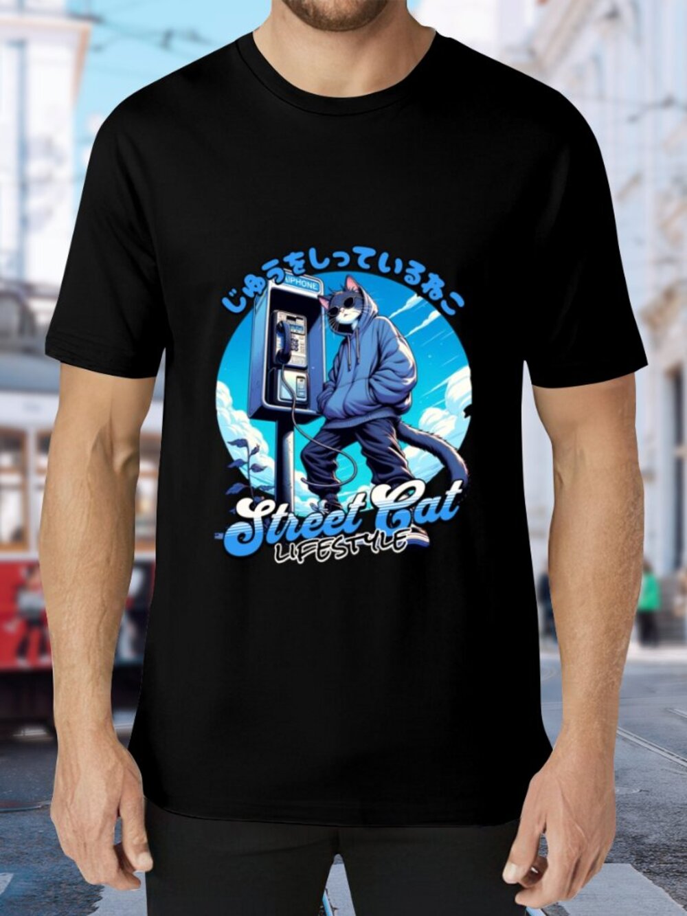 Street Cat Lifestyle Graphic Tee - Black